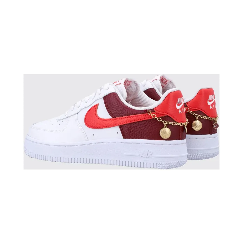 Nike Air Force 1 ’07 Grained Leather Trainers with Charm and Embroidered Logo White (IR0872101)