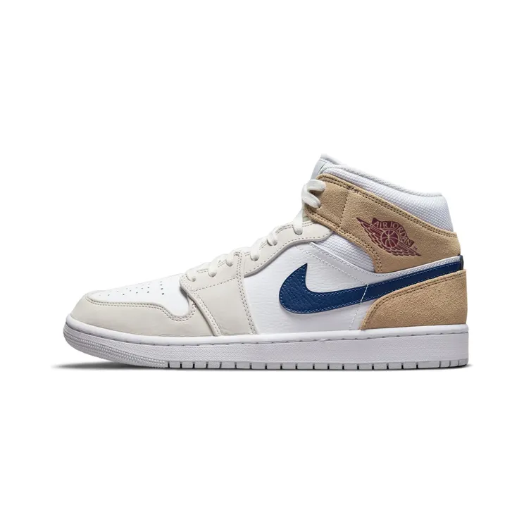 Air Jordan 1 Mid Tan Suede “White / Team Red / Khaki / Blue Void” (DO6726-100)
