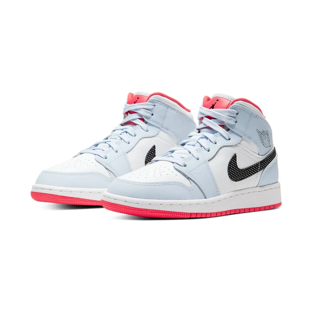 Jordan 1 Mid Half Blue Polka Dot Swoosh (GS) Half Blue/Black-White (555112-400)