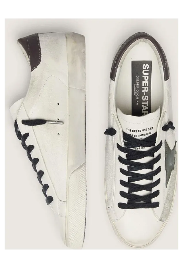 Golden Goose Super-Star In Nappa With Green Leather Star And Gray Leather Heel Tab (GMF00840.F006642.10974) (4)