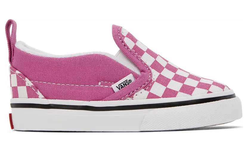Vans Baby Pink & White Checkerboard Slip-On V Sneakers (VN000UBSYOL)