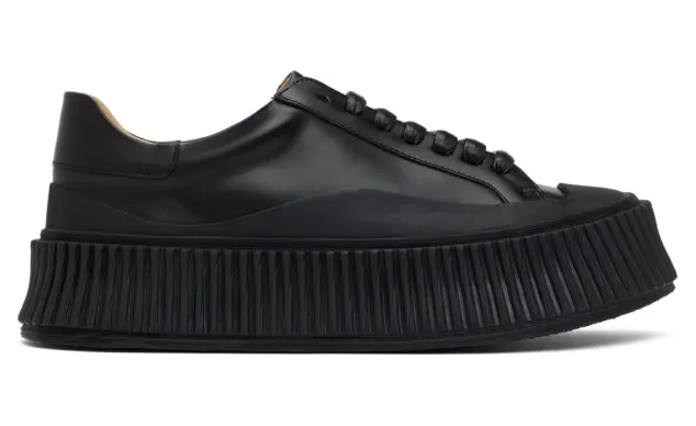Jil Sander Black Leather Platform Sneakers (JI32535A-12280)