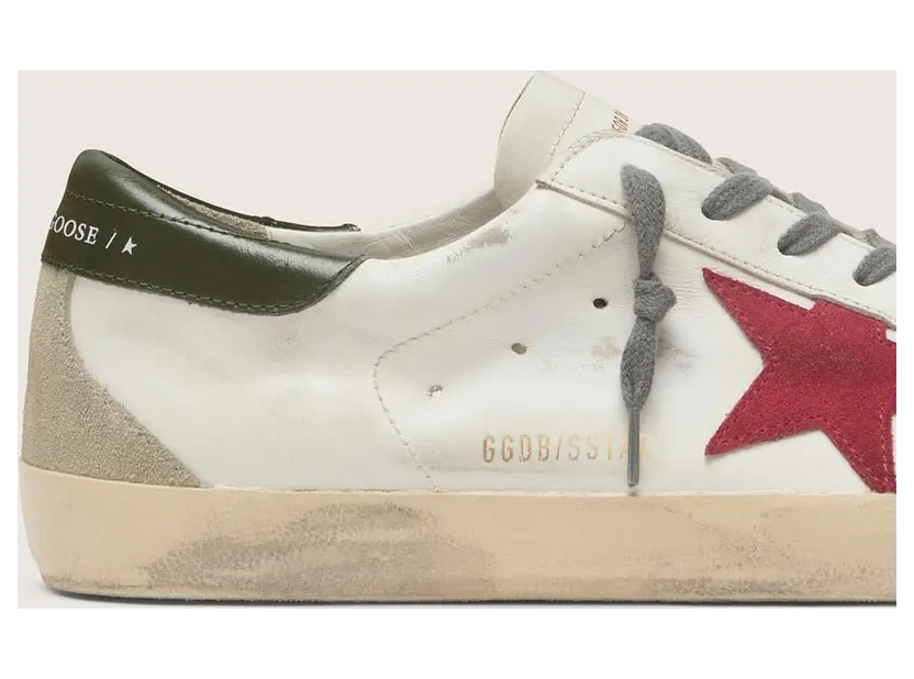 Golden Goose Super-Star With Red Suede Star And Green Leather Heel Tab (GMF00102.F003987.11357) (5)