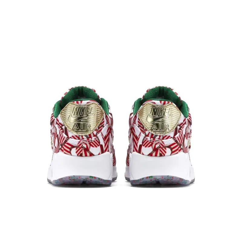 Nike Air Max 90 Candy Cane Christmas 2015 (W) White/University Red-Metallic Gold (813150-101)