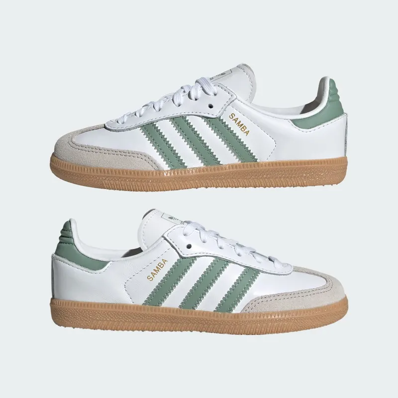 Adidas Samba OG Kids Cloud White / Silver Green / Gum (JP5483)