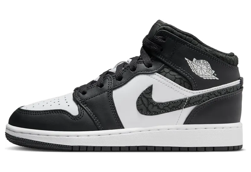 Nike Air Jordan 1 Mid SE Elephant Print Black (GS) (FB9909-001)