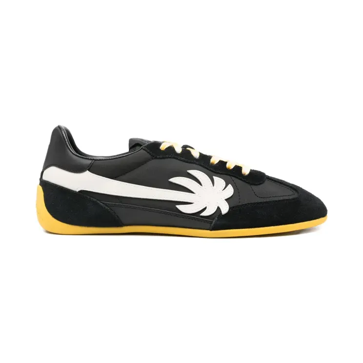 Palm Angels Pa 5 leren met palmboomprint “Black” (PMIA105F25LEA0011001)