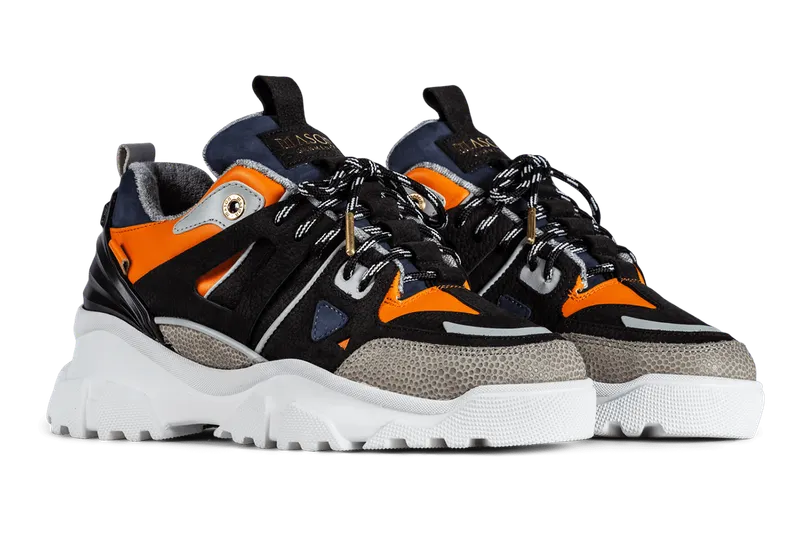 Mason Garments Genova II Nubuck / Leather – Black / Orange (SS21-35-17A)