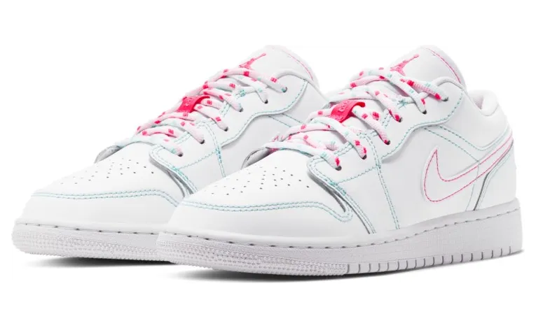 Air Jordan 1 Low’Aurora Green’ GS White/White/Aurora Green/Soar (554723-101)
