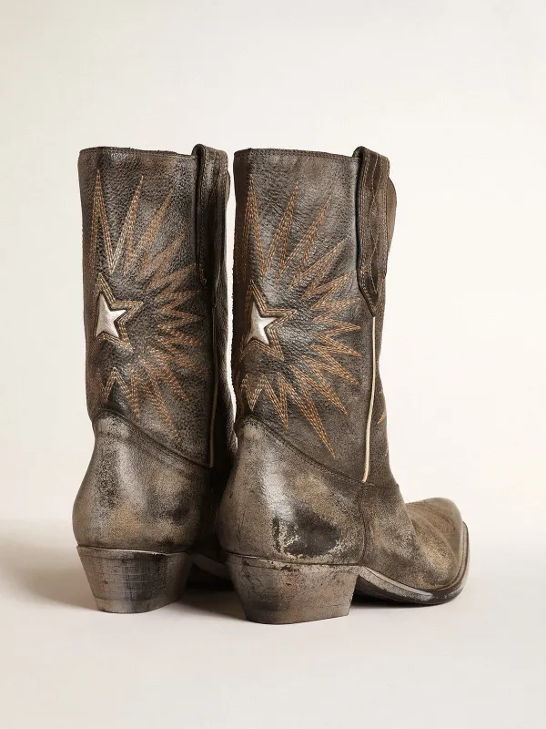 Golden Goose Women’S Low Wish Star Boots In Black Leather With Silver Star (GWF00136.F004885.90402) (4)