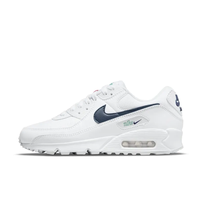 Nike Air Max 90 White Thunder Blue (W) “White / Green Noise / Pollen / Thunder Blue” (DH1316-101)