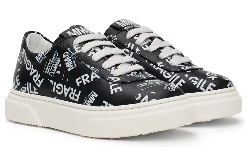 MM6 Maison Margiela Kids Black All Over Logo Sneakers (70338) (4)