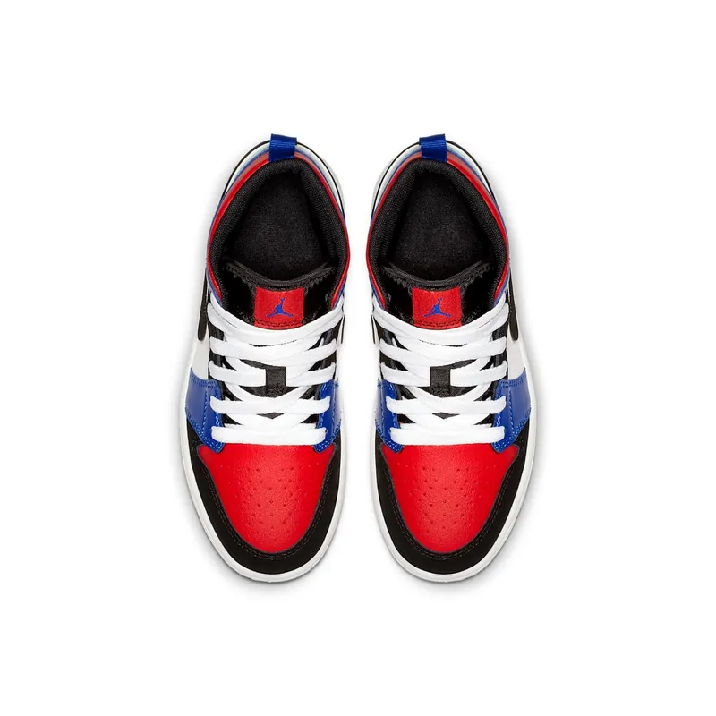 Jordan 1 Mid Top 3 (PS) White/Black-Hyper Royal-University Red-Metallic Silver (640734-124)