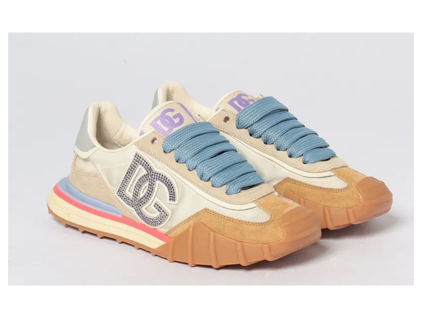 Dolce & Gabbana DG Athletic Sneakers in Suede and Nylon with Rhinestones Multicolor (CK2384A6B138L794)