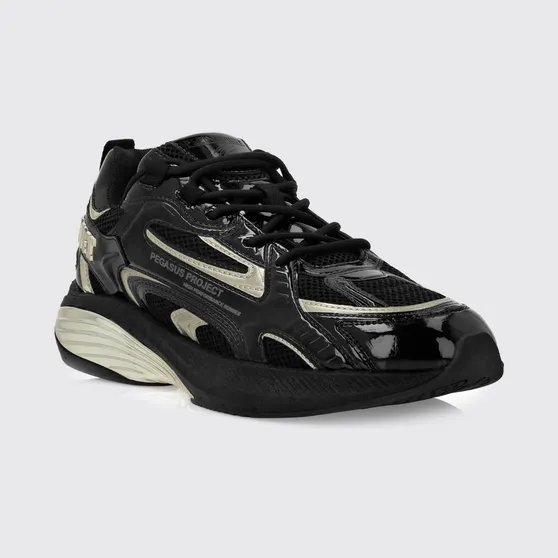 Plein Sport Pegasus Project Mesh And Patent Leather Sneakers Black 1 (FAESUSC0848STE003N0293)