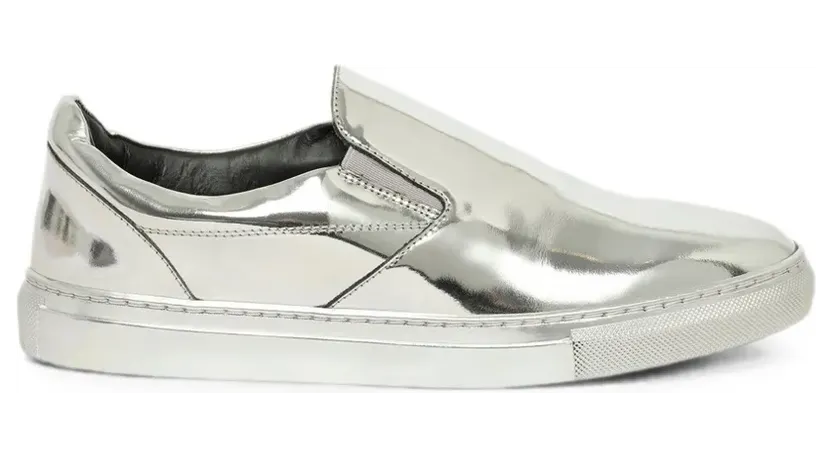 Balenciaga Slip-On-Sneakers im Metallic-Look – Silber (433299WA0V0)
