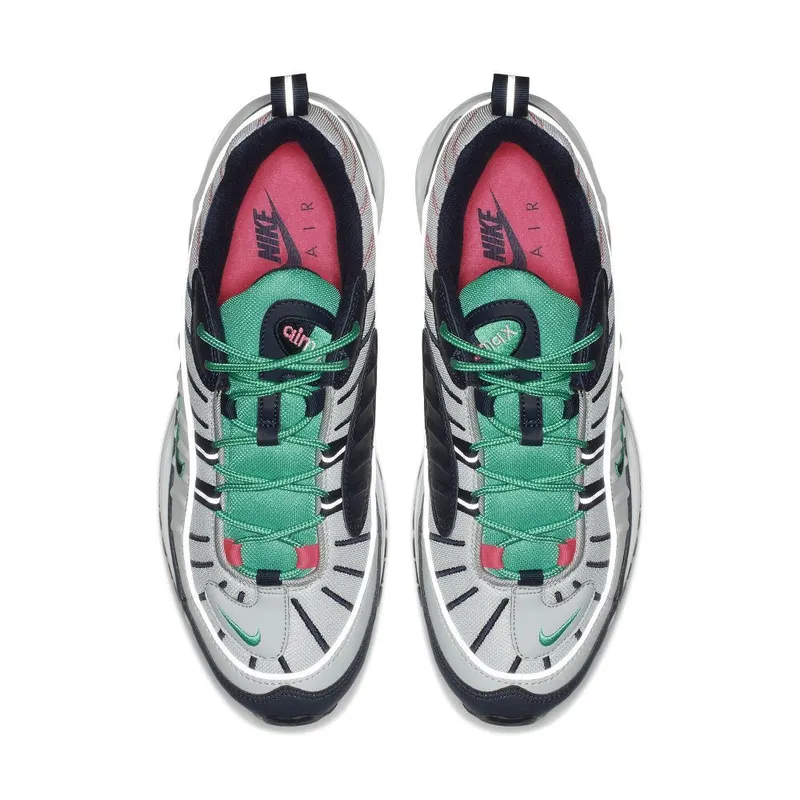 Nike Air Max 98 Tidal Wave Pure Platinum/Obsidian-Kinetic Green-Sunset Blast (640744-005)