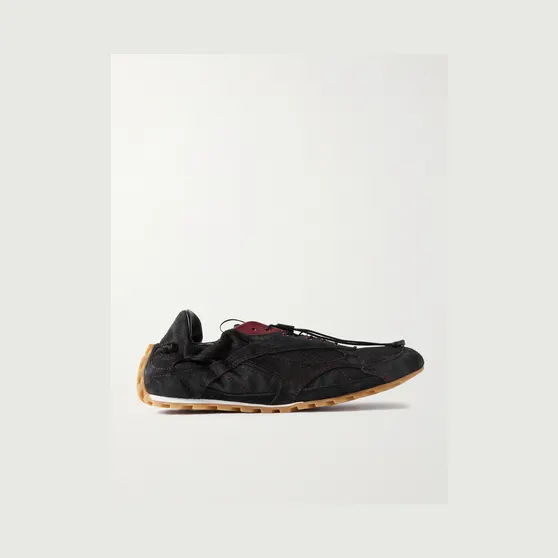 Bottega Veneta Orbit Flash Ripstop-Trimmed Suede Sneakers Black (855200V65D1)