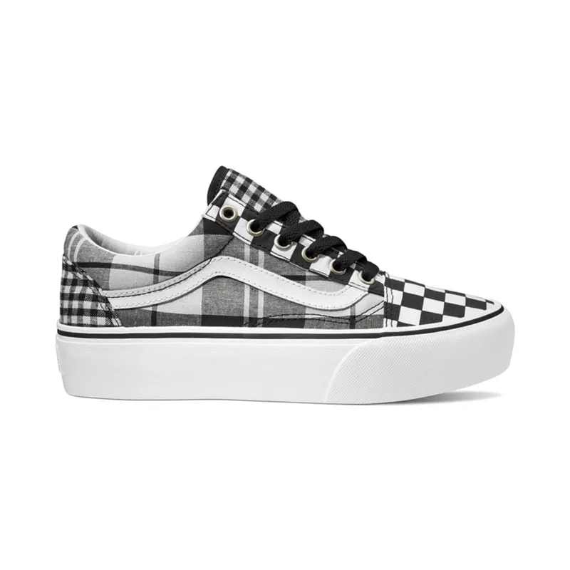 Vans Old Skool Platform Plaid Checkerboard (W) Black/True White (VN0A3B3UVYD)