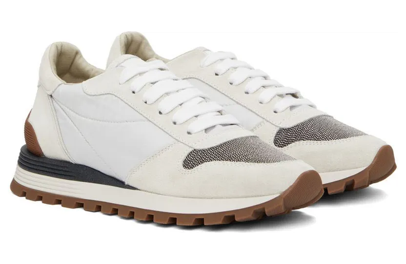 Brunello Cucinelli Off-White Suede Sneakers (MZSFG1960) (4)