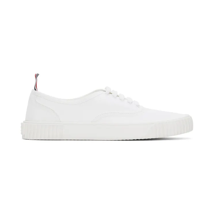 Thom Browne White Canvas Vulcanized Sneakers (MFD201A-01588)