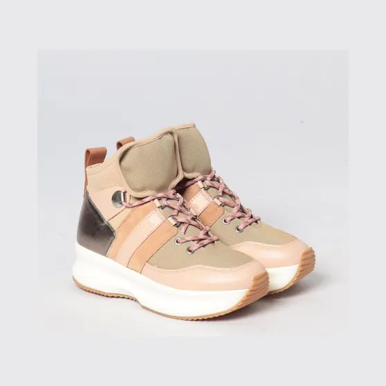 See By Chloé SEE BY CHLOÉ Sneakers in Leather and Canvas Pink (SB322112C2)