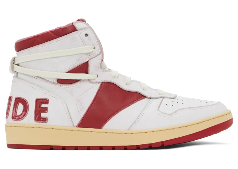 Rhude White & Red Rhecess Hi Sneakers (RHFW21FO24039371)