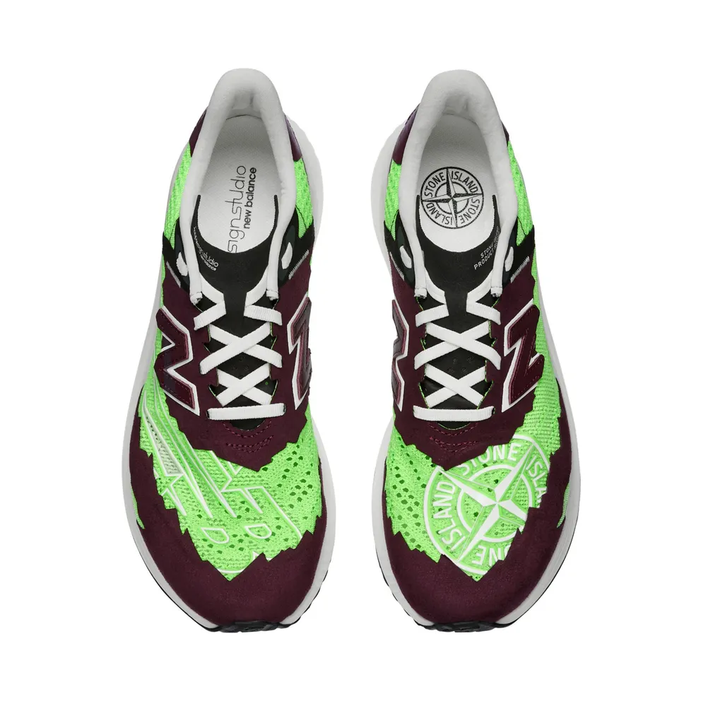 New Balance Stone Island Tokyo Design Studio FuelCell RC Elitev2 Nb Burgundy / Energy Lime (MSRCELV1-40439)