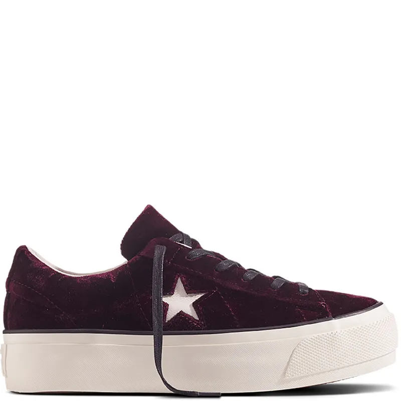 Converse One Star Platform Velvet Dark Sangria/egret/black (558951C)