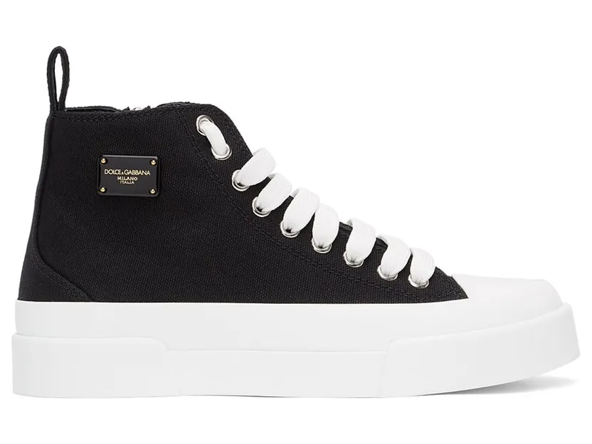 Dolce & Gabbana Black & White Canvas Portofino High 89690 Black/White (CK1887 AO522)