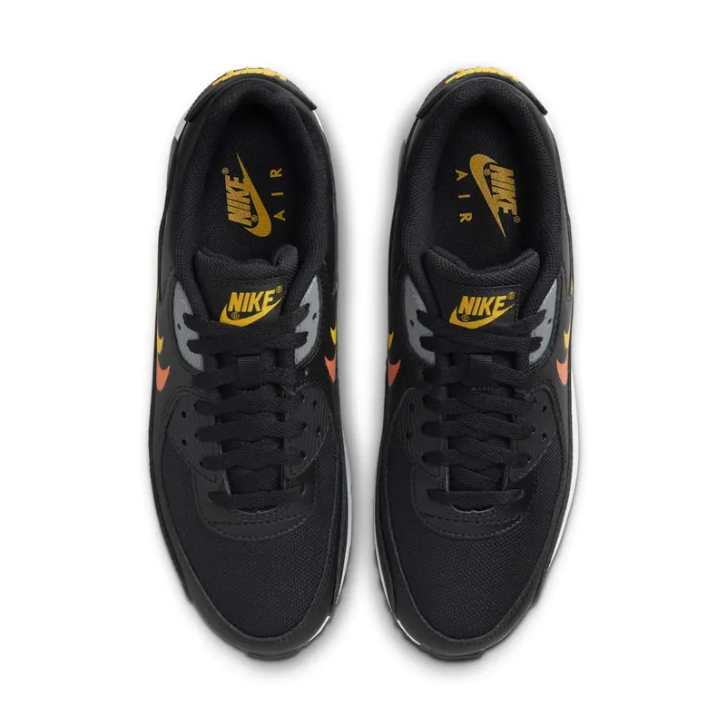 Nike Air Max 90 Spray Paint Swoosh Black University Gold (FJ4229-001)