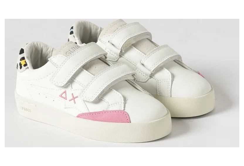 Sun68 Leather and Glitter Sneakers White 1 (Z364420151)