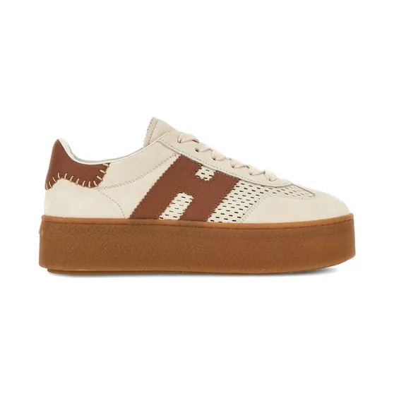 Hogan H698 sneakers met perforaties en plateauzool – Beige (HXW6980FY60UXH)