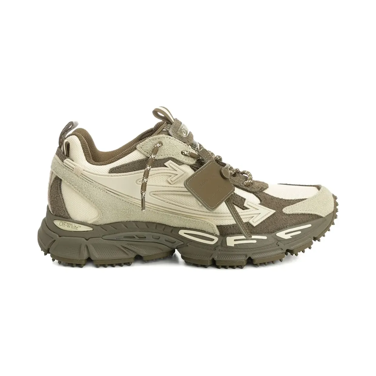 Off-White OW Be Right Back Suede “Forest Green / Sand” (OMIA295F25LEA0015717)