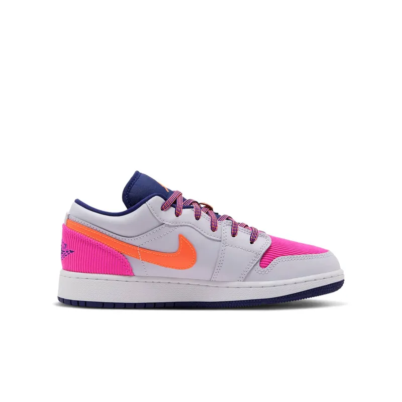 Jordan 1 Low Pink Corduroy (GS) White/Navy/Pink (554723-502)