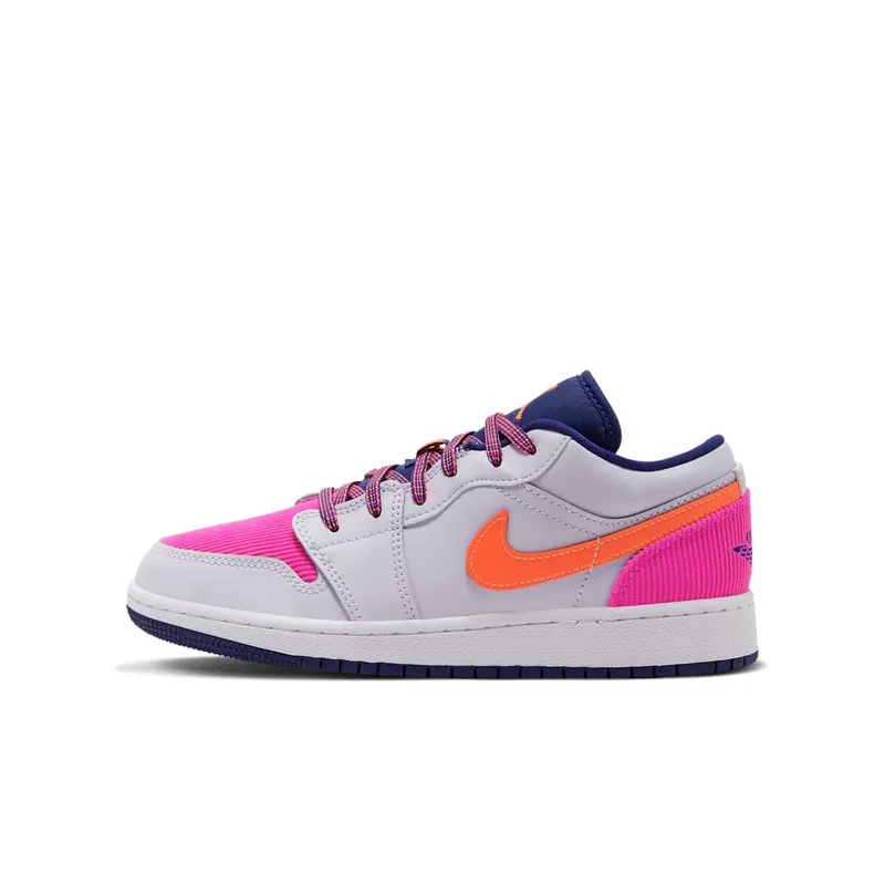 Jordan 1 Low Pink Corduroy (GS) White/Navy/Pink (554723-502)