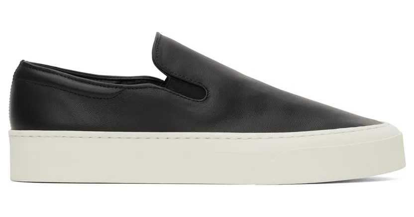The Row Black Leather Marie H Slip-On Sneakers (F1179-N60)