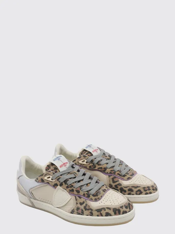 Philippe Model Pgal Suede Low-Top Sneakers with Animal Print Beige (PGLDAXE1)