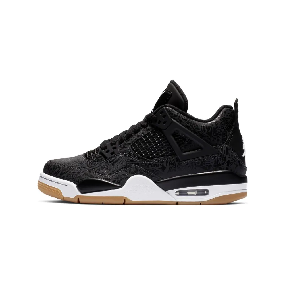 Jordan 4 Retro Laser Black Gum (GS) Black/White-Gum Light Brown-University Red (CI2970-001)