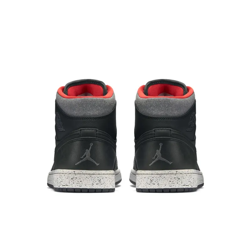 Jordan 1 Mid Holiday (2015) Black/Dark Grey-Light Bone-Infrared 23 (811124-035)