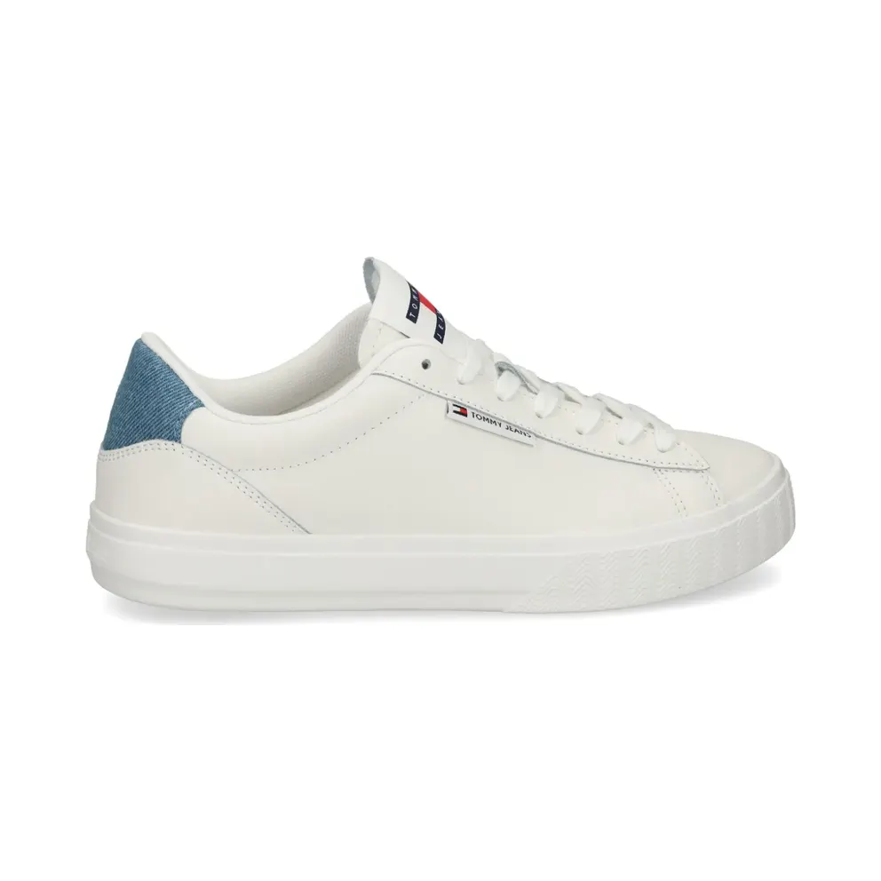 Tommy Jeans Leren with denim afwerking – White (EN0EN02652)