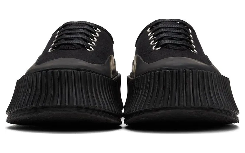 Jil Sander Black Canvas Platform Sneakers (JS36072A_14042) (2)