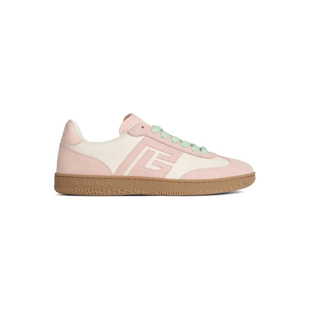 Balmain Swan Sneakers aus Glatt- und Wildleder – Nude (HN1VI735LGCT)
