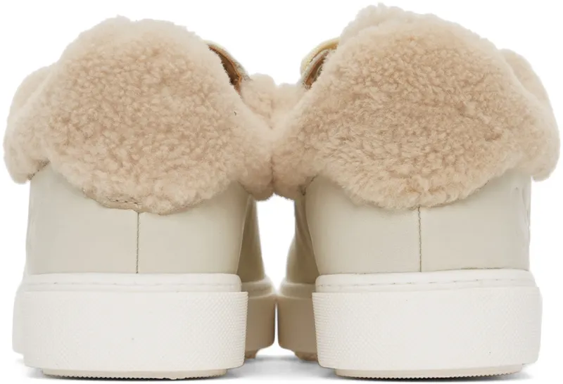See by Chloé Off-White Leather & Shearling Essie Sneakers (SB35191A 15380)