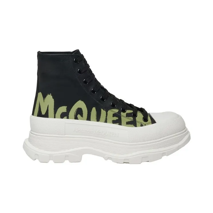 Alexander McQueen Tread Slick Boot Graffiti Black Khaki (777960WIAT61680)