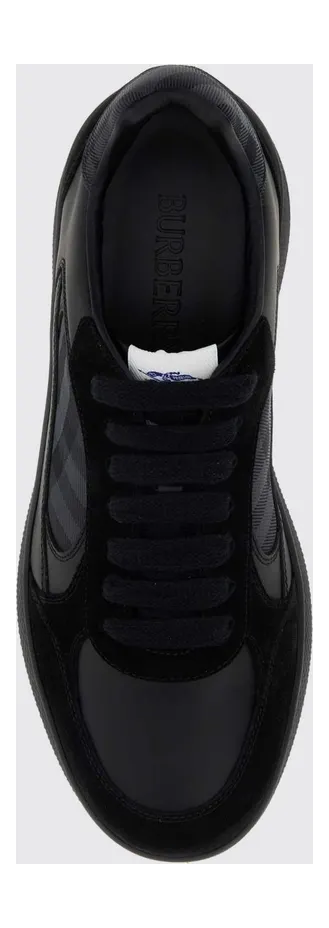 BURBERRY Terrace Side Check Suede and Leather Sneakers Black (8127508) (2)