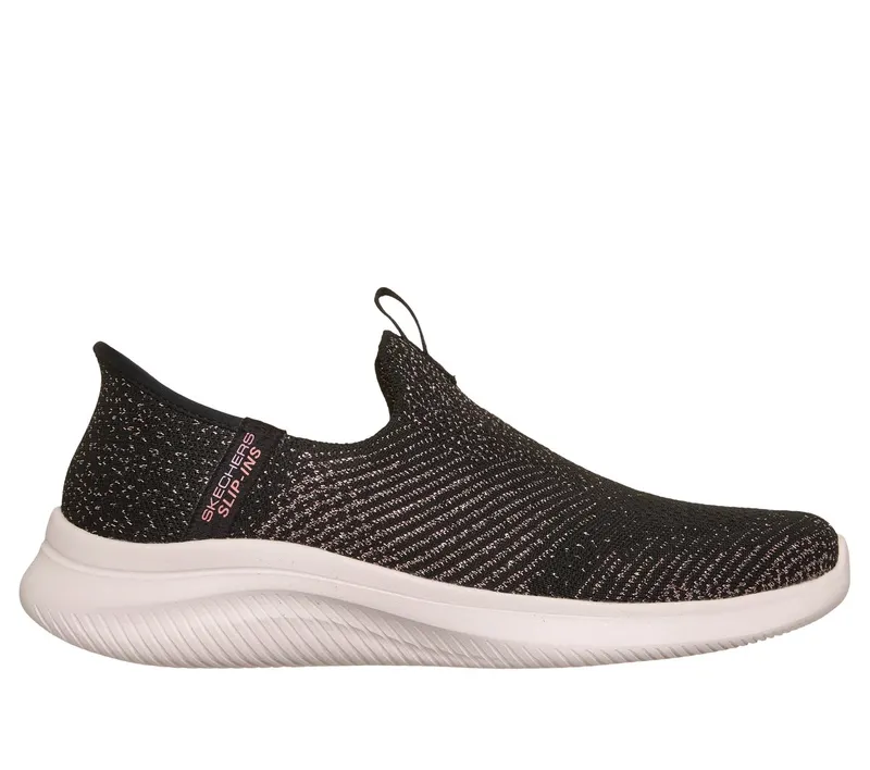Skechers Slip-ins: Ultra Flex 4.0 “Midnight Sparkle Sneaker Black / Roos Gold” (150805BKRG)