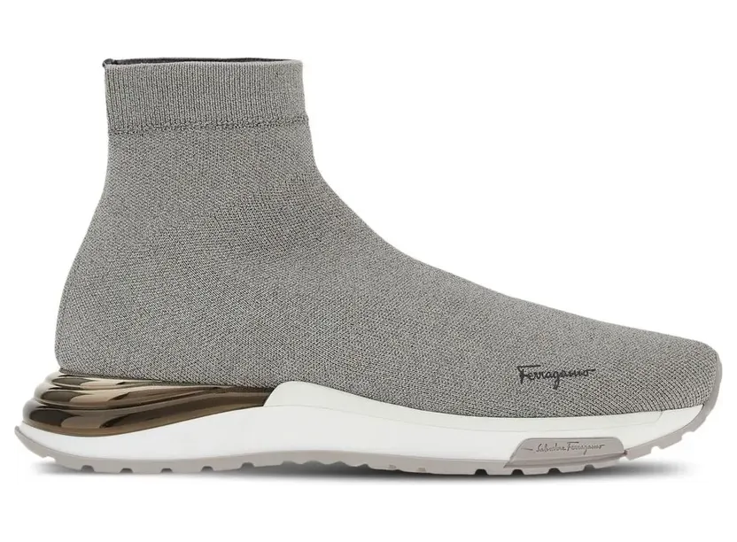 Ferragamo Sock-Sneakers mit Logo-Print – Grau (753455)