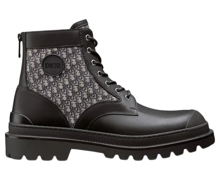 Dior Explorer Ankle Boot Black Beige Dior Oblique Jacquard (3BO257ZKD_H961)