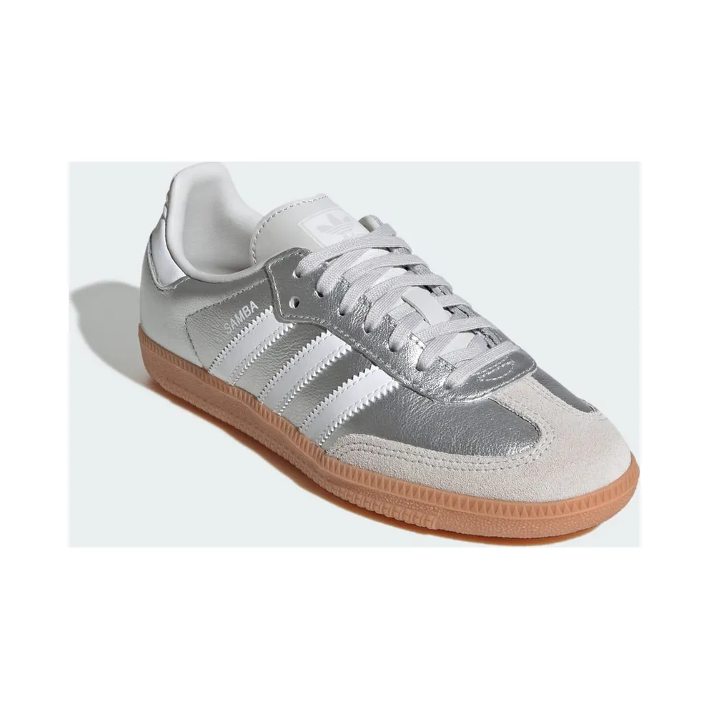 Adidas SAMBA OG Shoes Silver Metallic / Cloud White / Gum (KK2327)
